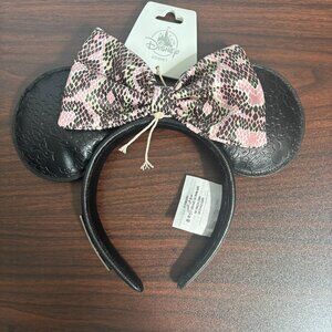 Disney Loungefly Animal Kingdom Pink and Black Safari Minnie Mouse Headband NWT